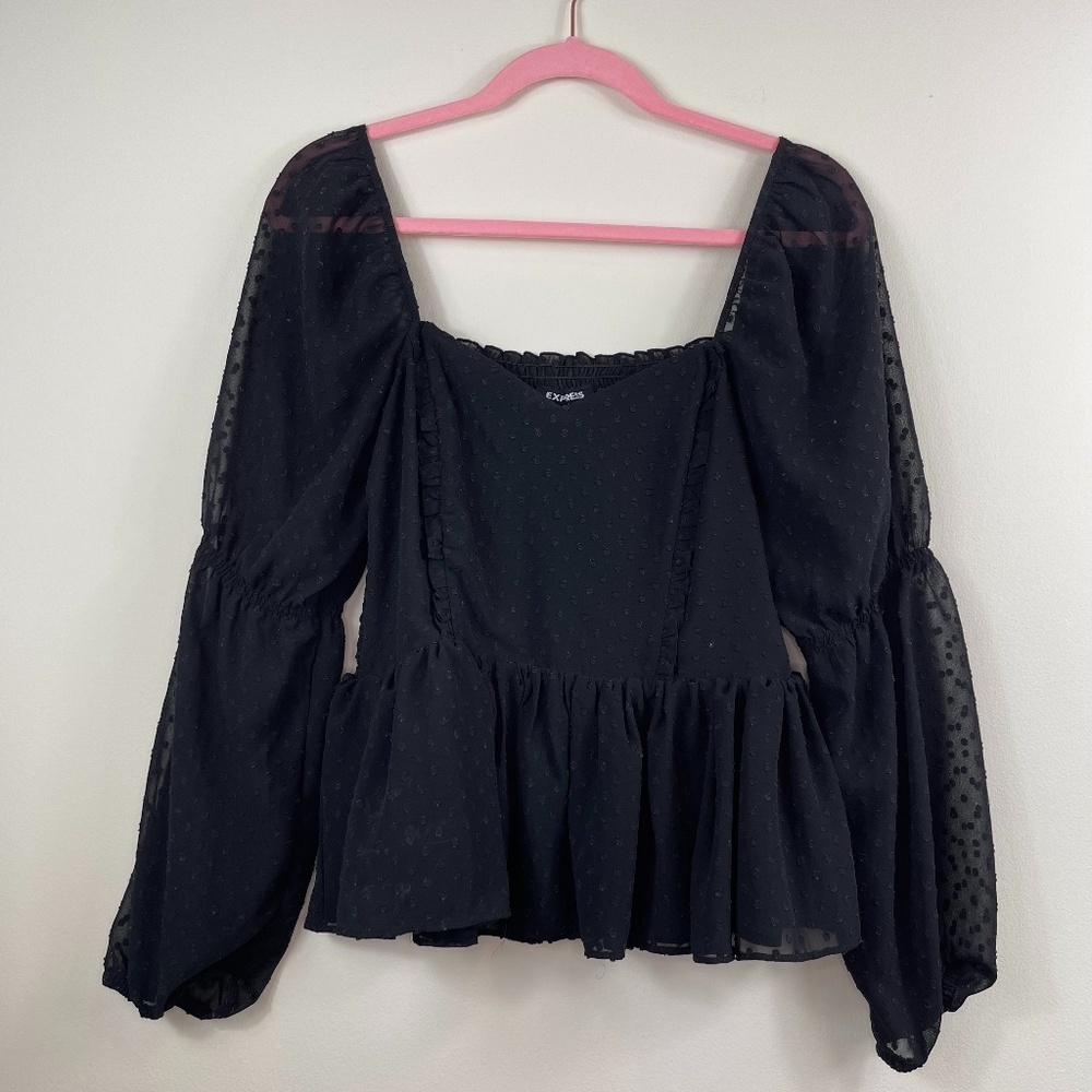 COPY - Express Black Bubble Sleeve Top Size Medium